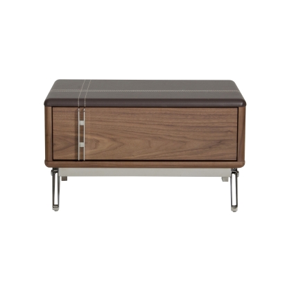 Nova Domus Ria Contemporary Brown Eco-Leather & Walnut Nightstand Brown Nightstand 71984|73269 VGVCN-A001