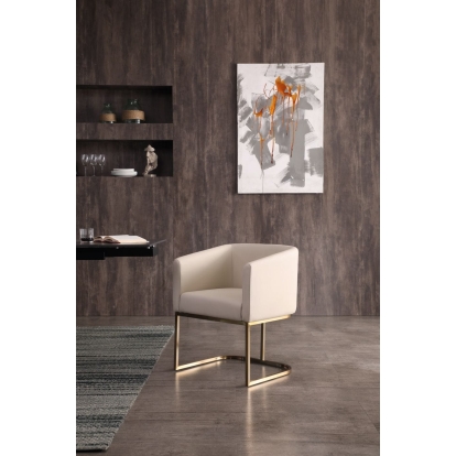 Modrest Yukon Modern Beige Bonded and Antique Brass Dining Chair Beige Dining Chair 72262A VGVC-B8362