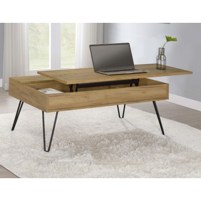 Coaster Fanning Rustic Golden Oak Lift Top Coffee Table Model 723368