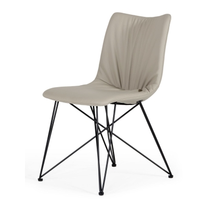 Naomi Modern Grey Leatherette Dining Chair (Set of 2) Grey Dining Chair 73216Z VGEWF3205AA-GRY