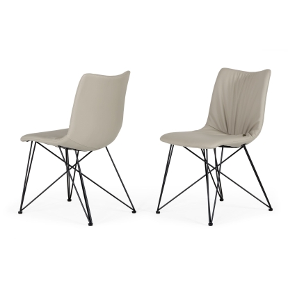 Naomi Modern Grey Leatherette Dining Chair (Set of 2) Grey Dining Chair 73216Z VGEWF3205AA-GRY