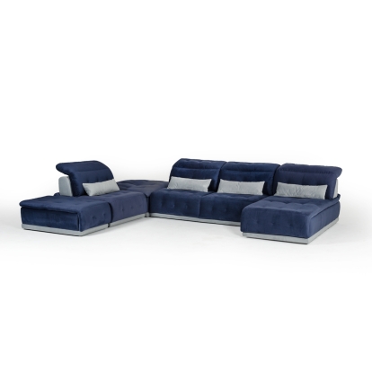 David Ferrari Daiquiri Italian Modern Blue & Grey Modular Sectional Sofa Blue Sectional Sofa 73285 VGFTDAIQUIRI-BLU