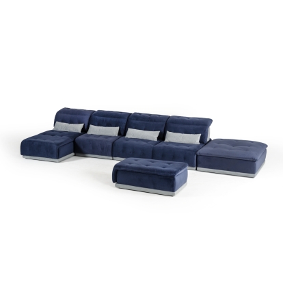 David Ferrari Daiquiri Italian Modern Blue & Grey Modular Sectional Sofa Blue Sectional Sofa 73285 VGFTDAIQUIRI-BLU