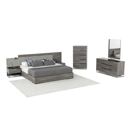 Nova Domus Enzo Italian Modern Grey Oak & Fabric Bedroom Set Grey Bedroom Set 73393|73394|78233 VGACENZO-SET