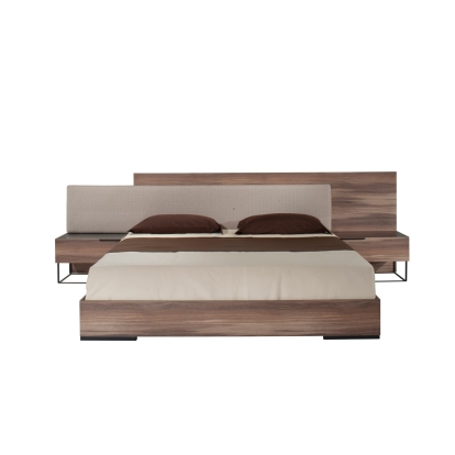 Nova Domus Matteo Italian Modern Walnut & Fabric Bed Walnut Bed 73747|73748 VGACMATTEO-BED