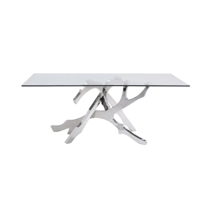 Modrest Legend Modern Glass & Stainless Steel Dining Table Clear Glass Dining Table 73830 VGVCT8111-STL