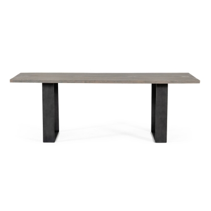 Modrest Murphy Modern Grey Aged Oak & Black Metal Dining Table Grey Dining Table 73842 VGEDLU322014