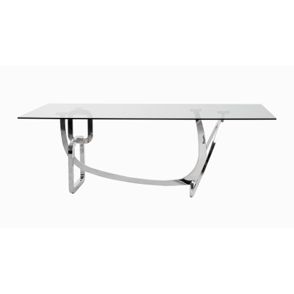 Modrest Adelaide Modern Stainless Steel & Glass Dining Table Clear Glass Dining Table 73908 VGVCT1301S