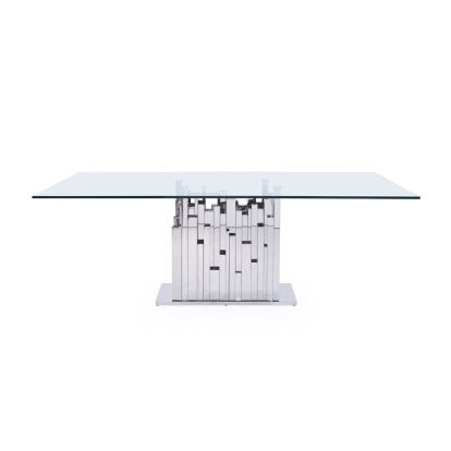 Modrest Edwin Modern Glass & Stainless Steel Dining Table Clear Glass Dining Table 74239 VGVCT1828