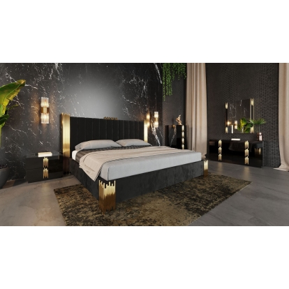 Modrest Token Modern Black & Gold Bedroom Set Black Bedroom Set 74259|74260 VGVCBD815-SET