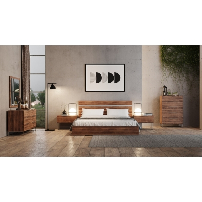 Nova Domus Lorenzo Italian Modern Light Oak 4-Piece Bedroom Set Walnut Bedroom Set 85625|85626 VGACLORENZO-4PC-SET