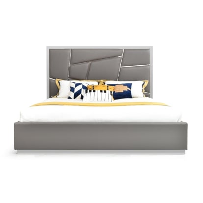 LA Furniture Chrysler Modern Grey Bonded Leather Bed VGVCBD8978-GRY Contemporary Style by Vig Furnitrue Number 74531|74223 Catch Home Goods