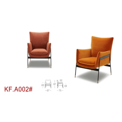 Divani Casa Joseph Modern Orange Fabric Accent Chair Orange Lounge Chair 74749 VGKKKF.A002-ORG