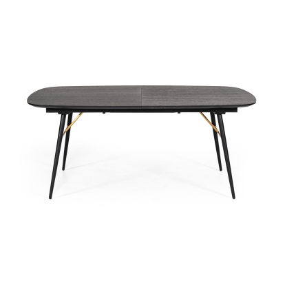 Modrest Billy Modern Black Oak & Gold Extendable Dining Table Black Dining Table 74857 VGDWJ3498