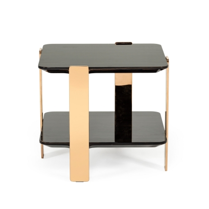 Modrest Leroy Modern Ebony & Rosegold End Table Ebony End Table 74884 VGHB280B-EBN
