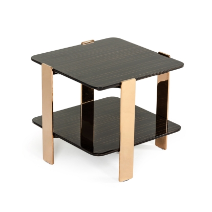 Modrest Leroy Modern Ebony & Rosegold End Table Ebony End Table 74884 VGHB280B-EBN