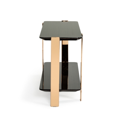 Modrest Leroy Modern Ebony & Rosegold Console Table Ebony Console Table 74886 VGHB280X-EBN
