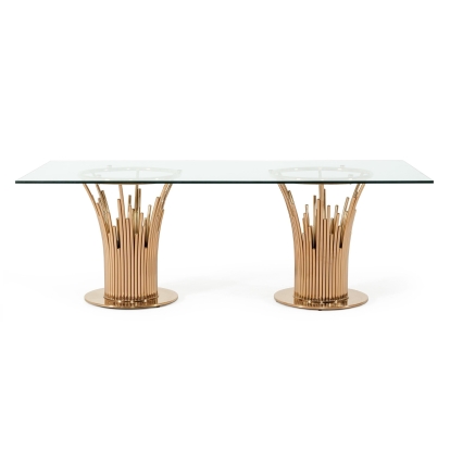 Modrest Paxton Modern Glass & Rosegold Dining Table Other Dining Table 74900 VGVCT817L