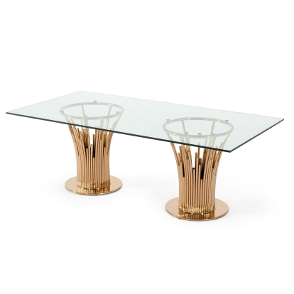 Modrest Paxton Modern Glass & Rosegold Dining Table Other Dining Table 74900 VGVCT817L