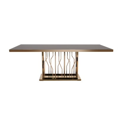 Modrest Marston Modern Black Glass & Rosegold Dining Table Black Dining Table 74902 VGVCT8919-G
