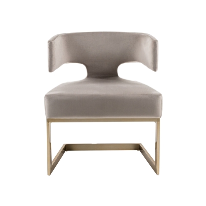 Modrest Calvo Modern Off-White Velvet & Brass Dining Chair Off-White Dining Chair 75107 VGVCB897A-OWHT