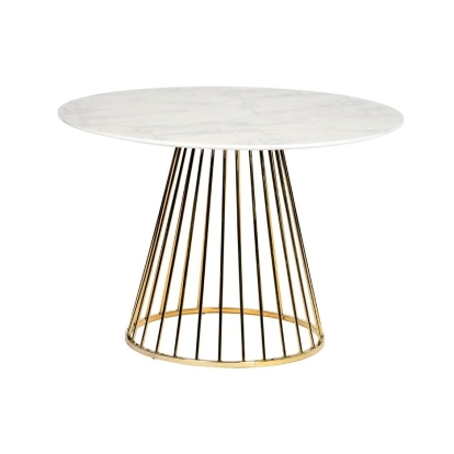 Modrest Holly Modern White & Gold Round Dining Table White Dining Table 75144 VGFH-FDT7012-WHT