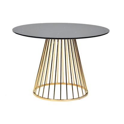 Modrest Holly Modern Black & Gold Round Dining Table Black Dining Table 75145 VGFH-FDT7012-BLK