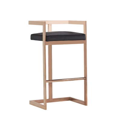 Modrest Halifax Modern Black Velvet & Rosegold Bar Stool Black Bar Stool 75252 VGRH-RHS-DC-212-BLK
