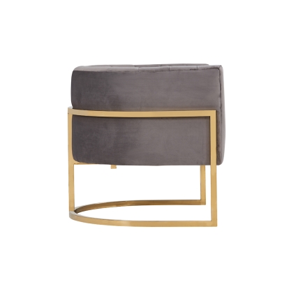 Modrest Landau Modern Grey Velvet & Gold Accent Chair Grey Lounge Chair 75254 VGRH-AC406-GRY