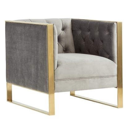 LA Furniture Carlos Modern Grey Velvet & Gold Accent Chair VGRH-AC-311-GRY Contemporary Style by Vig Furnitrue Number 75329 Catch Home Goods