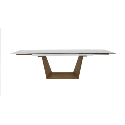 Modrest Babia Modern Smoked Glass & Walnut Extendable Dining Table Walnut Dining Table 75381 VGNSGD8683-SMK