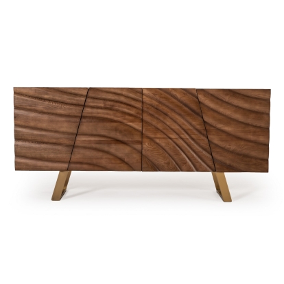 Modrest Finley Mid-Century Walnut & Gold Buffet Walnut Buffet 75422 VGCSSB-16050-GLD