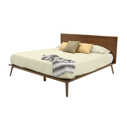 Modrest Carmen + Marshall Mid-Century Modern Walnut Bed + Nightstands Set Walnut Bedroom Set 85641 VGMABR-79BR-39-SET
