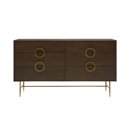 Modrest Selena Modern Acacia & Brass Dresser Brown Dresser 75474 VGNX18151