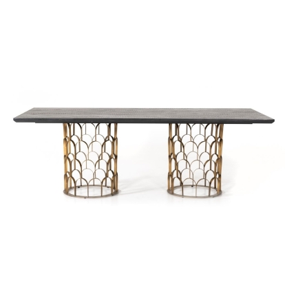 Modrest Natalie Modern Black Acacia & Antique Brass Dining Table Black Dining Table 75490 VGLBGATS-DT220-03
