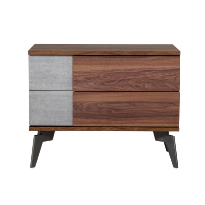 Nova Domus Palermo Modern Italian Faux Concrete & Walnut Nightstand Walnut Nightstand 75552 VGACPALERMO-WAL-NS