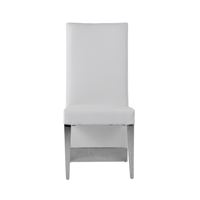 Modrest Kilson Modern White Leatherette & Stainless Steel Dining Chair (Set of 2) White Dining Chair 75556Z VGVCB1819-WHT
