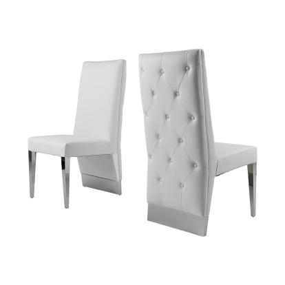 Modrest Kilson Modern White Leatherette & Stainless Steel Dining Chair (Set of 2) White Dining Chair 75556Z VGVCB1819-WHT
