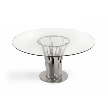 LA Furniture Paxton Modern Round Glass & Stainless Steel Dining Table VGVC-T817-RND Contemporary Style by Vig Furnitrue Number 75587 Catch Home Goods