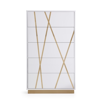 Modrest Nixa Modern White & Gold Chest White Chest 75648 VGVCJ1909-5H-WHT