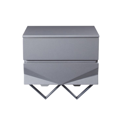 Modrest Duke Modern Grey & Black Gun Chrome Nightstand Grey Nightstand 75867 VGVCN1811-GRY