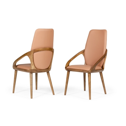 Modrest Valier Modern Dining Chair (Set of 2) Walnut Dining Chair 75877Z VGCS-CH-17019