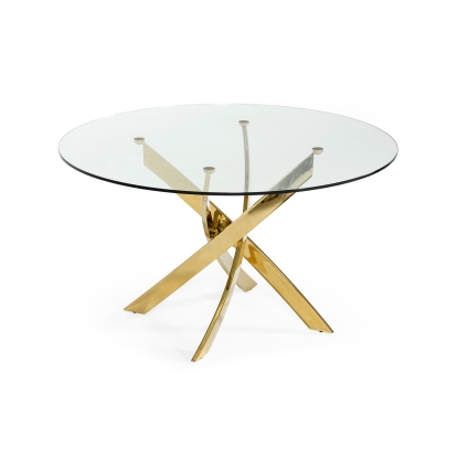 Modrest Pyrite Modern Round Glass Dining Table Other Dining Table 75906 VGEWF2133AG