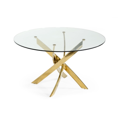 Modrest Pyrite Modern Round Glass Dining Table Other Dining Table 75906 VGEWF2133AG