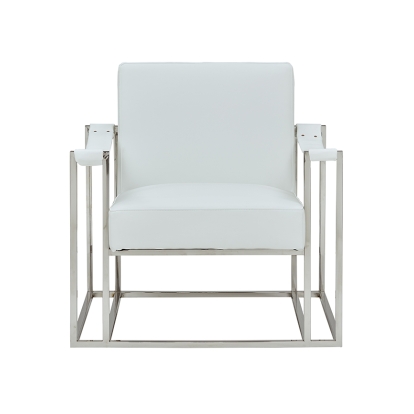 Modrest Larson Modern White Leatherette Accent Chair White Lounge Chair 76016 VGRH-RHS-AC-205-WHT-STL