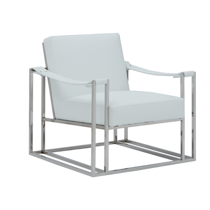 Modrest Larson Modern White Leatherette Accent Chair White Lounge Chair 76016 VGRH-RHS-AC-205-WHT-STL