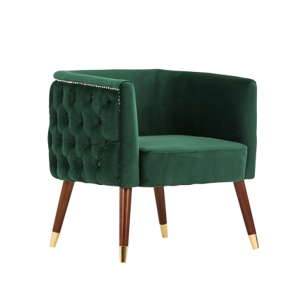Modrest Bethel Modern Green Velvet Accent Chair Green Lounge Chair 76020 VGRH-RHS-AC-502-B-GRN