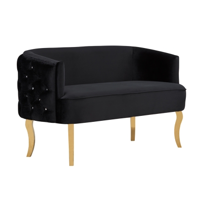 Divani Casa Fayette Modern Black Velvet & Gold Sofa Black Sofa 76028 VGRH-RHS-SF-510-BLK