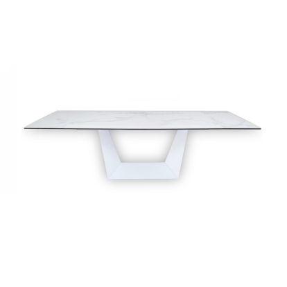 Modrest Baldwin Modern White Ceramic Extendable Dining Table White Dining Table 76105 VGNS-GD8684-C