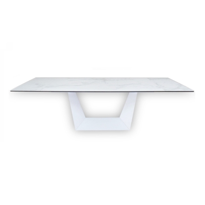 Modrest Baldwin Modern White Ceramic Extendable Dining Table White Dining Table 76105 VGNS-GD8684-C